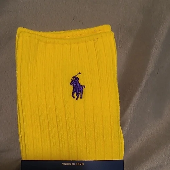 NWT Polo by Ralph Lauren Men's Yellow Socks - Picture 3 of 4